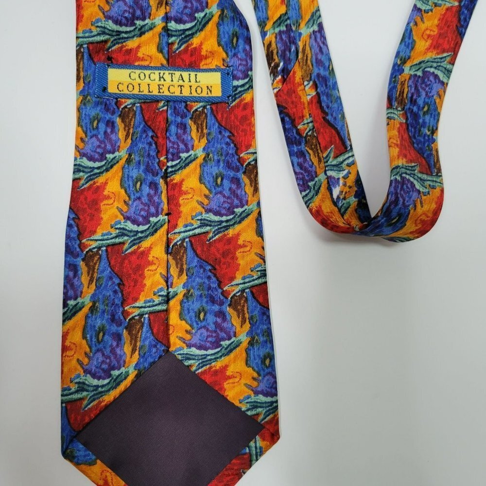 Cocktail Collection 100% Silk Men's Abstract Artsy Festive Tie - Picture 7 of 7